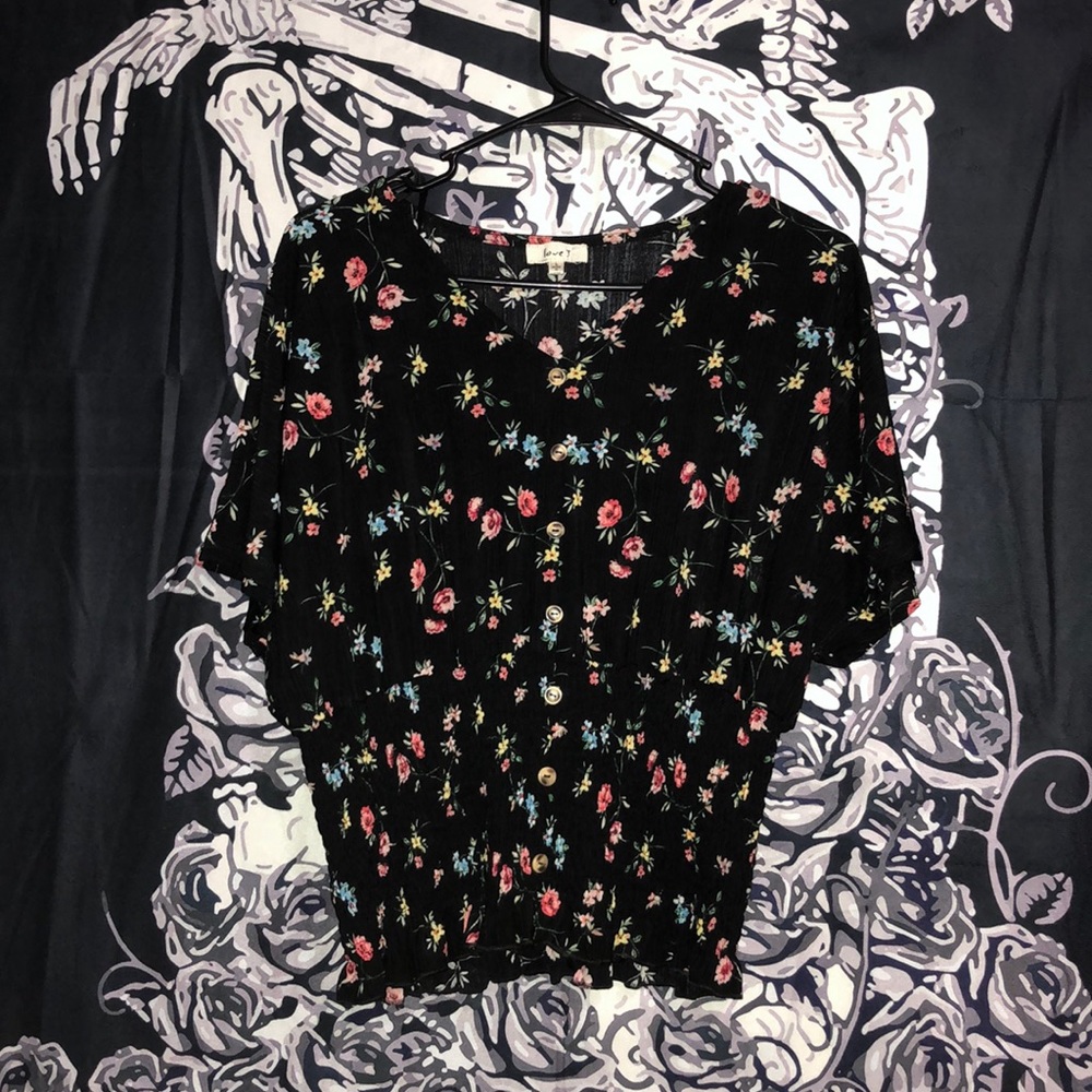 Black flower blouse